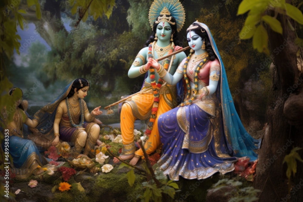 Lord Krishna with his radha, Generative AI