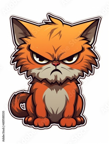 Evil Kitten sticker in cartoon style isolated isolated, AI © Vitalii But
