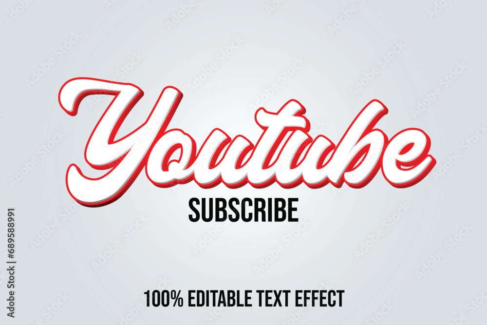 Youtube subscribe text effect vector. Editable college t-shirt design printable text effect vector	