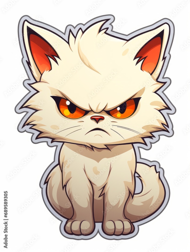 Evil Kitten sticker in cartoon style isolated isolated, AI Evil Kitten sticker in cartoon style isolated isolated, AI