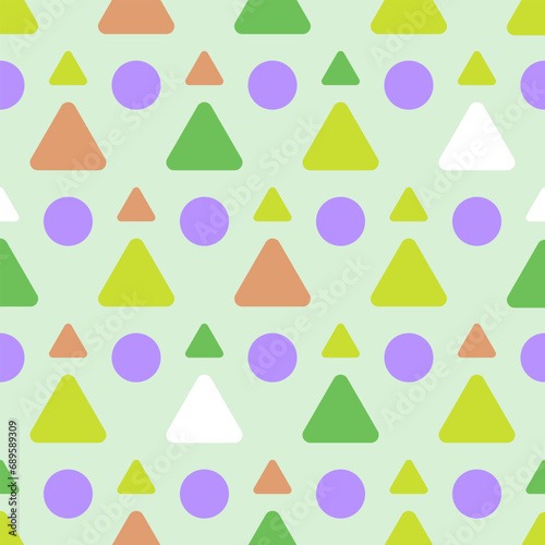 Funny figures on a green background. Flat style. Isolated. Seamless pattern with editable stroke. Abstract background for paper  cover  fabric  textile  dishes  interior decor.