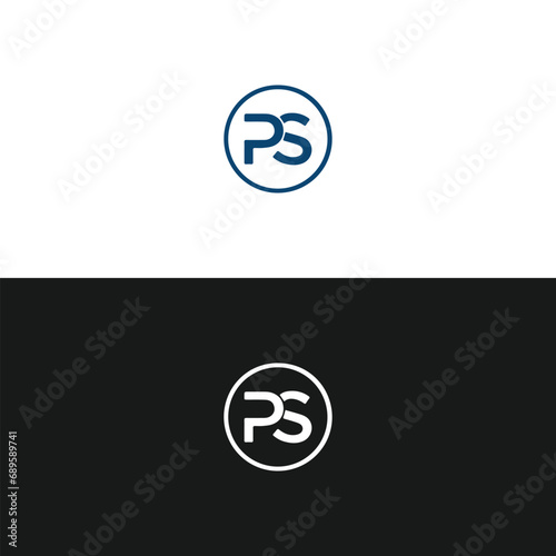 PS logo. P S design. White PS letter. PS, P S letter logo design. Initial letter PS linked circle uppercase monogram logo. P S letter logo vector design. 