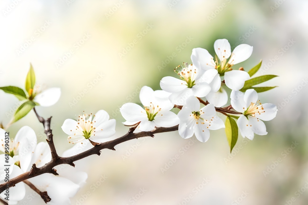 spring watercolor twig, white backdrop