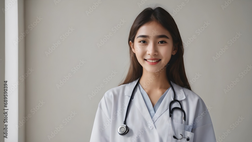 portrait of a female doctor smiling , white background portrait of a female doctor smiling , white background