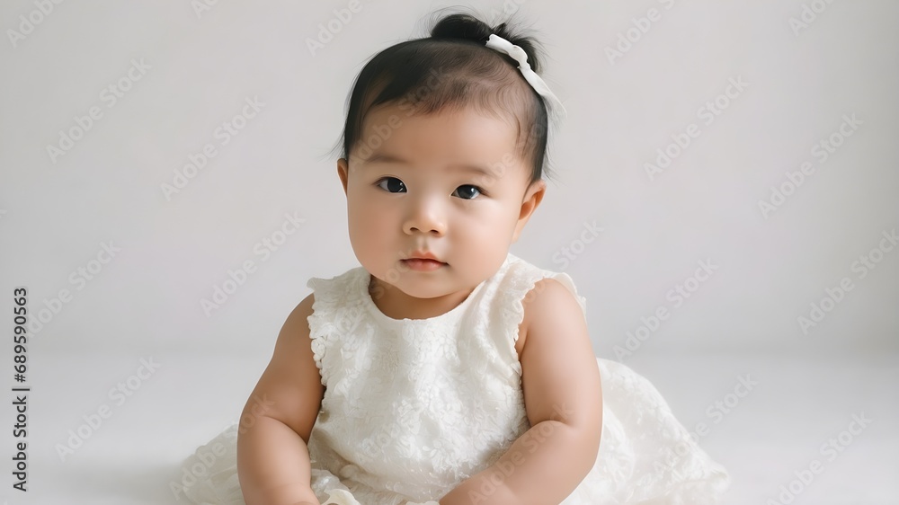 portrait of a little asian girl , portrait of kid ,white background portrait of a little asian girl , portrait of kid ,white background