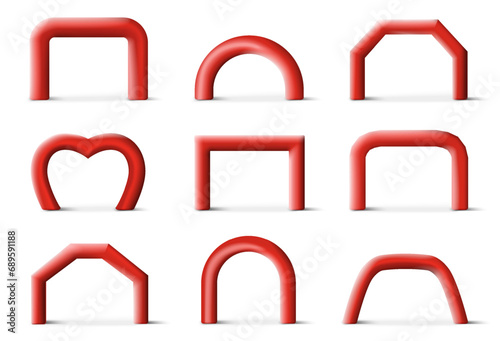 Rubber inflatable arch mockup design template vector illustration