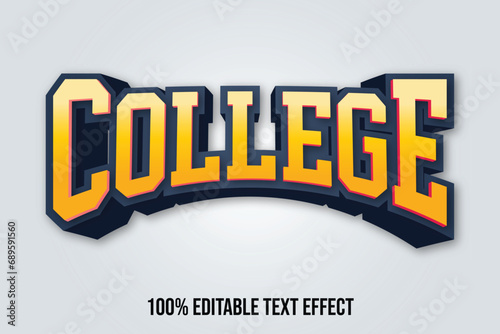 College text effect vector. Editable college t-shirt design printable text effect vector 