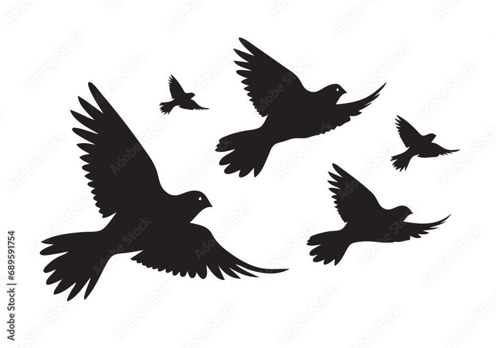 Silhouettes of Easter pigeon flying flock vector Silhouettes of Easter pigeon flying flock vector
