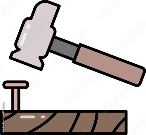 Hammer hit nail icon
