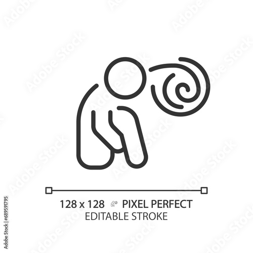 2D pixel perfect editable black anxiety icon, isolated simple vector, thin line illustration representing psychology.