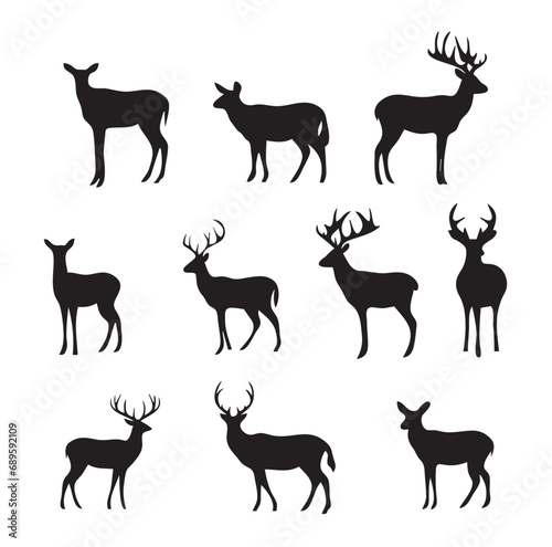 Set of deer silhouettes