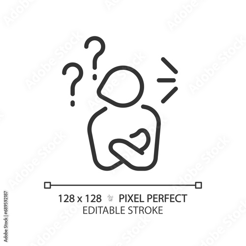 2D pixel perfect editable black ignoring icon, isolated simple vector, thin line illustration representing psychology.