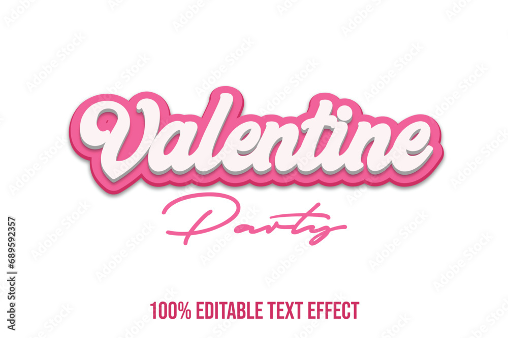 Valentine Party text effect vector. Editable college t-shirt design printable text effect vector	