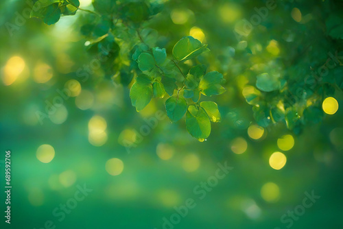 green bokeh light from the sunset for background image