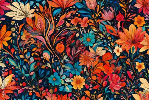 colorfully painting of the flowers in yellow orange and colorful design abstract background 