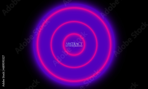 Neon abstract circle Vector illustration Purple and pink colors with black background