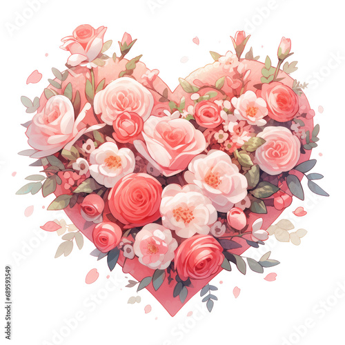 Romantic Roses and Petals  Valentines Day  Love Floral Graphics  Wedding Design Elements  Red Rose Illustrations
