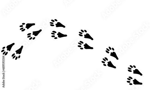 Bunny track paw print, black on white , graphic design doodle style, minimalistic , domestic pet kitty cute animal for different design uses , card , book , banner ,tattoo , fabric or other design 