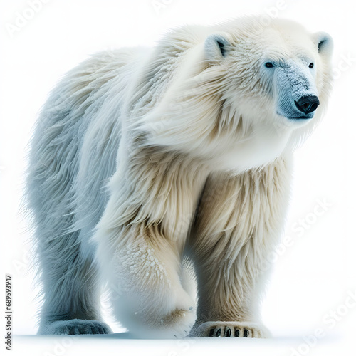 Oso polar, Carnívoro aislado, sobre fondo blanco, Polar Bear, 北极熊, دب قطبي, Eisbär, Urso Polar, Белый медведь, Ours Polaire, ホッキョクグマ, ध्रुवीय भालू. photo