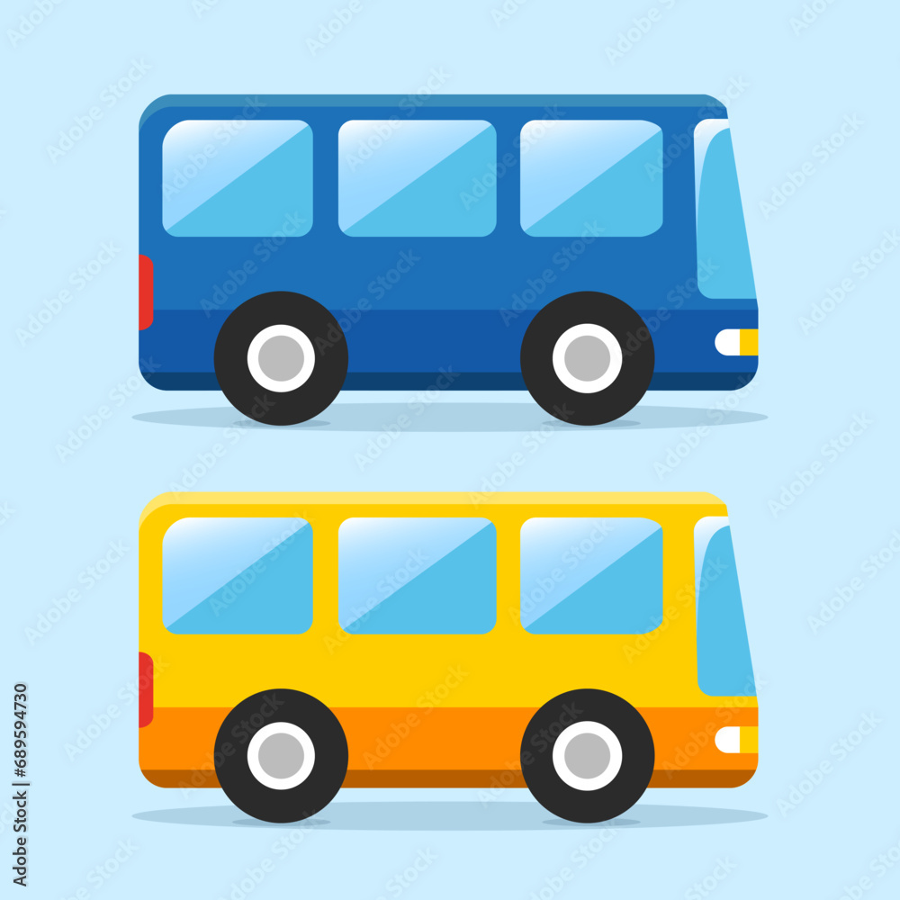 blue and yellow flat bus design