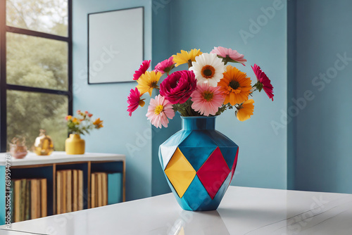 vaso di fiori colorati colorato abitazione moderna  photo