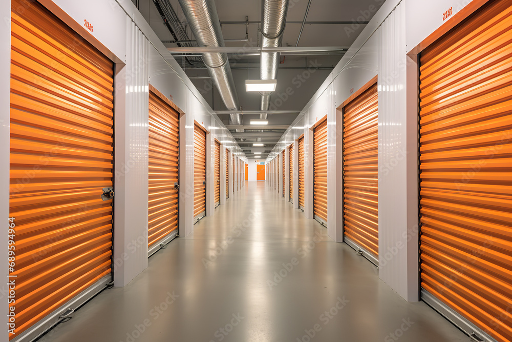 the interior of a large self-storage warehouse - featuring rows of units in various sizes.
