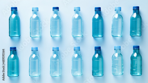 Blue single use plastic bottles. Concept of Recyclin