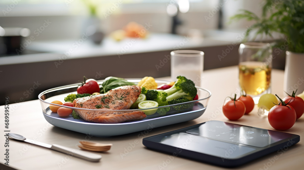 Healthy Meal Preparation on Smart Kitchen Scale Healthy Meal Preparation on Smart Kitchen Scale