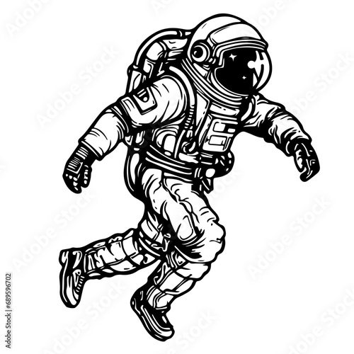 Astronaut Floating In Space Cartoon Vector Illustration © Dung