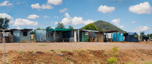Obraz na plátne informal settlement, ghetto made out of corrugated iron sheets and wood, townshi