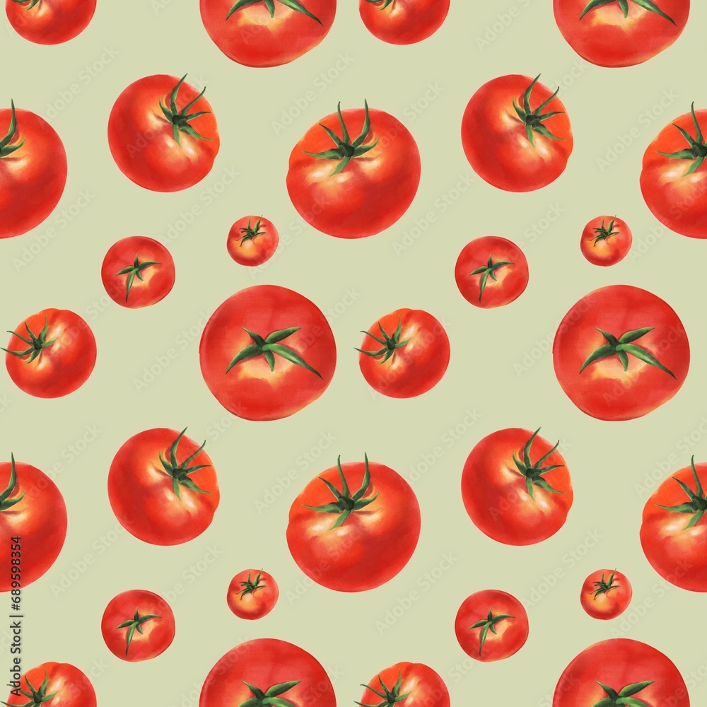 Seamless pattern of red tomatoes, hand drawn. Seamless pattern of red tomatoes, hand drawn.