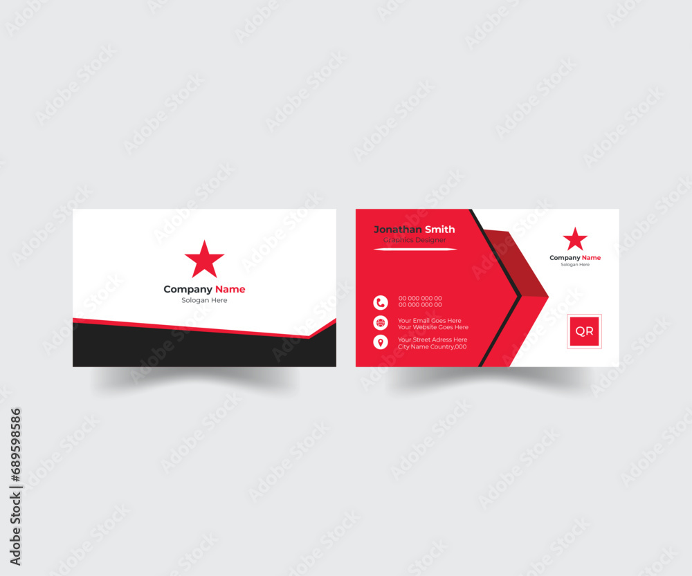 Professional business card, Red & black  business card template professional business card template corporate business card template & others, Business card template modern design