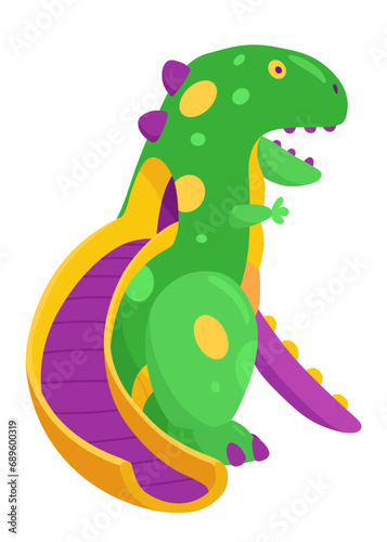 Inflatable bouncy slide icon. Bright and fun playground for childhood activity in the park. Summer amusement activity space. Equipment for kids, vector illustration