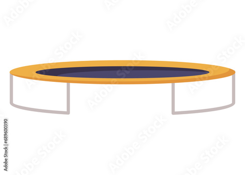 Jumping trampoline for children and adults. Indoor or outdoor fun, fitness jumping. Equipment acrobatic and gymnastic exercises. Vector illustration