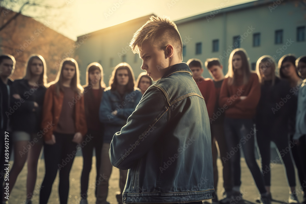 Fototapeta premium Group of bullies targeting a lone individual