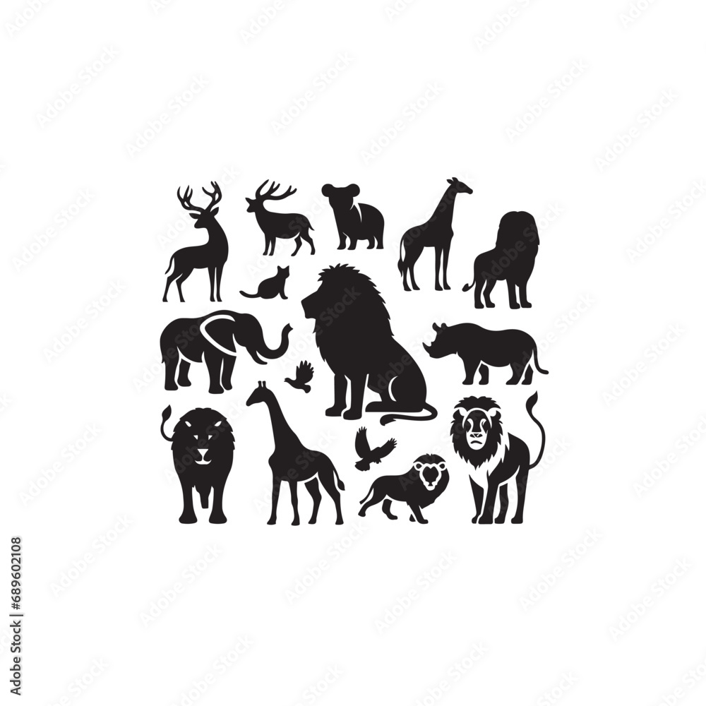 Animal Silhouette: Dynamic Desert Dwellers in Silhouetted Stillness Black Vector Animals Silhouette
