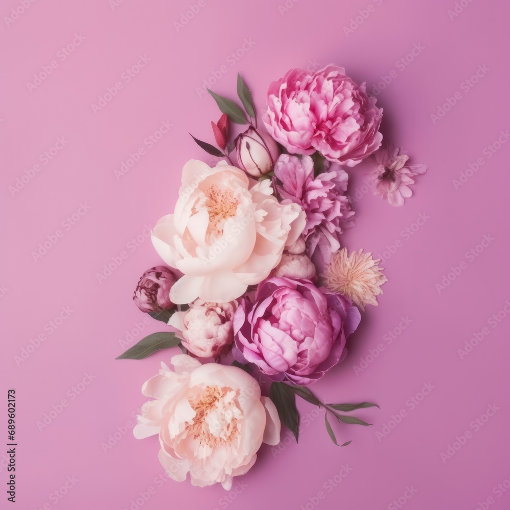 A beautifully composed floral arrangement forms a yin yang symbol with pastel pink peony flowers