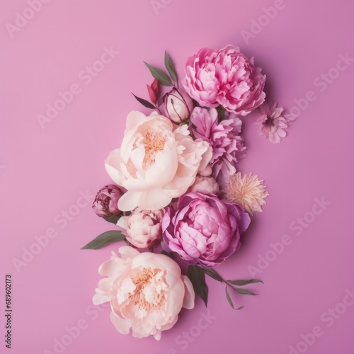 A beautifully composed floral arrangement forms a yin yang symbol with pastel pink peony flowers © Glittering Humanity