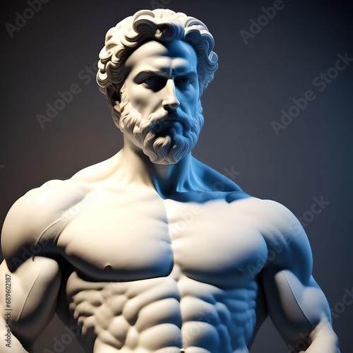 Artistic Muscular Guy Posing Ancient Rome Marble Sculpture Illustration © Dheovano