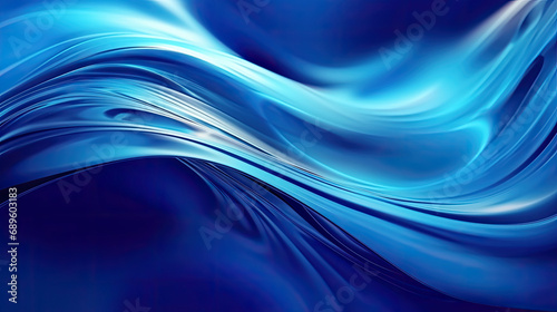 Abstract Blue Liquid Wave. Flowing Motion Background