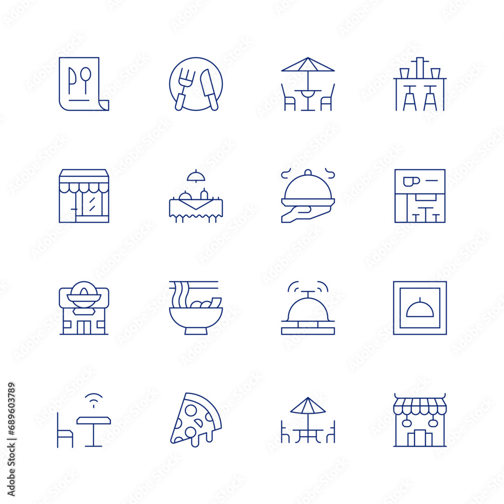 Restaurant line icon set on transparent background with editable stroke ...