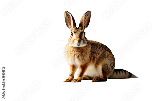 a high quality stock photograph of a single hare rabbit full body isolated on a white background