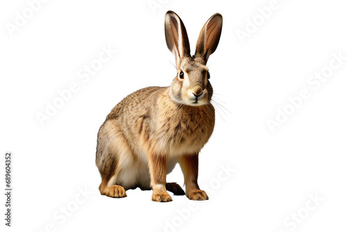 a high quality stock photograph of a single hare rabbit full body isolated on a white background