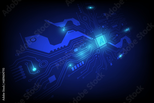 Circuit board. CPU technology. blue abstract Motherboard vector illustration