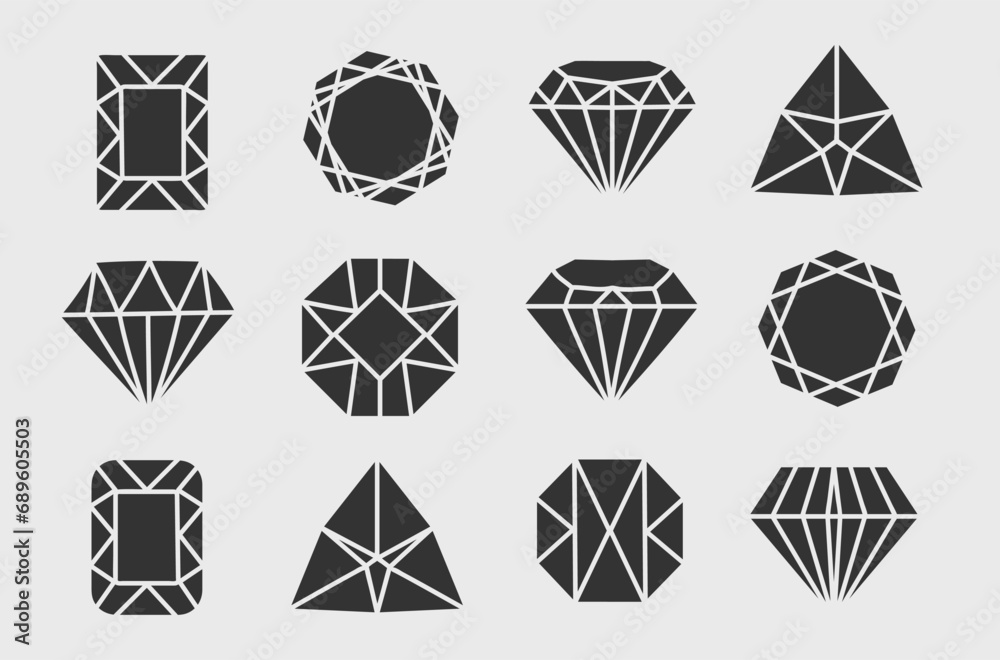 Set of diamonds in flat style. Linear outline sign. Vector icon logo design diamonds. Jewel and gem icons and symbols. Effect background Diamond Shapes gemstone. Star sparkling stars glittery Set of diamonds in flat style. Linear outline sign. Vector icon logo design diamonds. Jewel and gem icons and symbols. Effect background Diamond Shapes gemstone. Star sparkling stars glittery