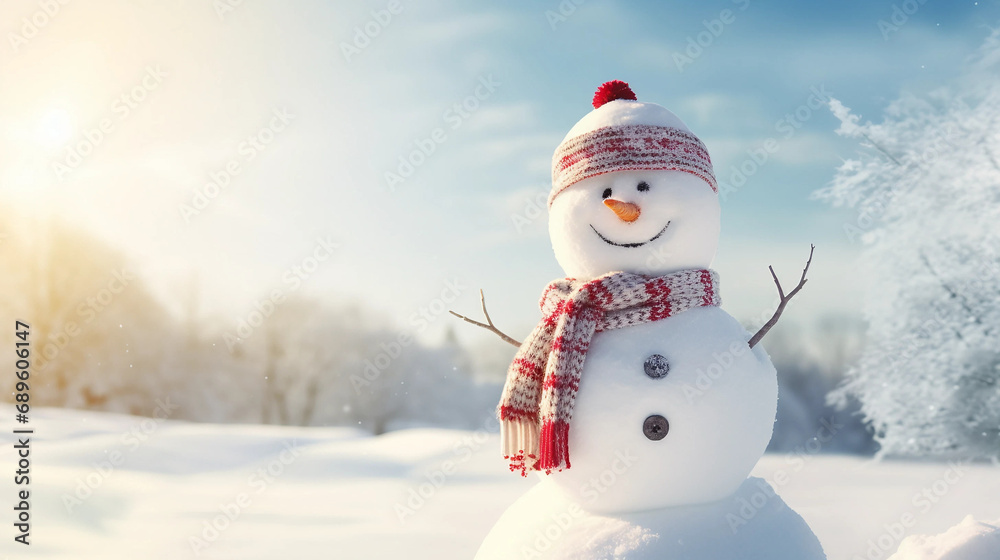 snowman, christmas, winter, snow, holiday, hat, cold, snowflake, xmas, vector, card, illustration, 