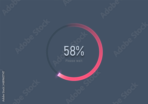 Round loading bar. Downloading process. Concept technology. Vector illustration. photo