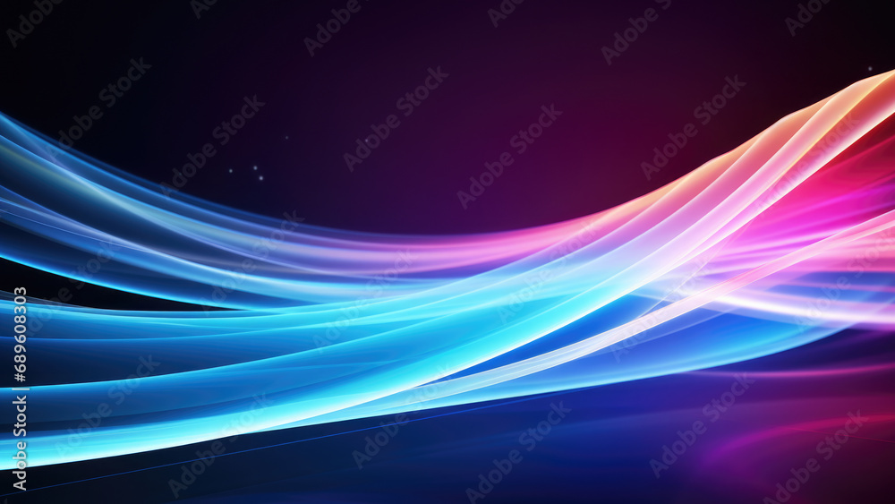 Vibrant blue and pink wave against dark black background. Vibrant blue and pink wave against dark black background.