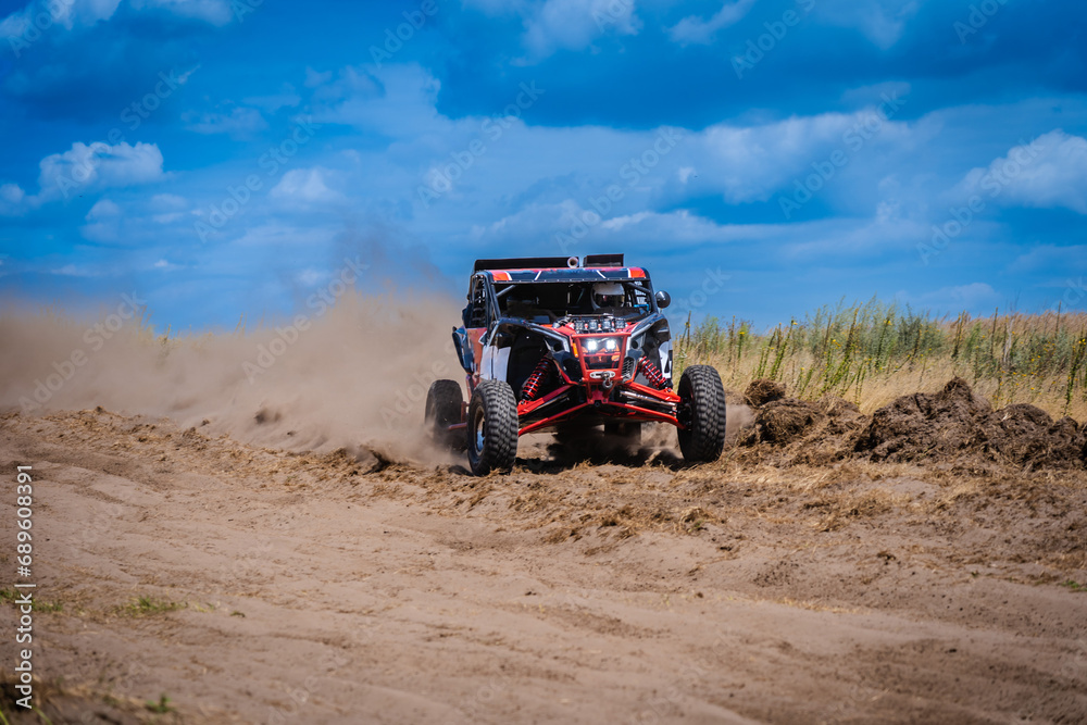 UTV buggy and 4x4 offroad in sandy track. Rally extreme riding UTV buggy and 4x4 offroad in sandy track. Rally extreme riding