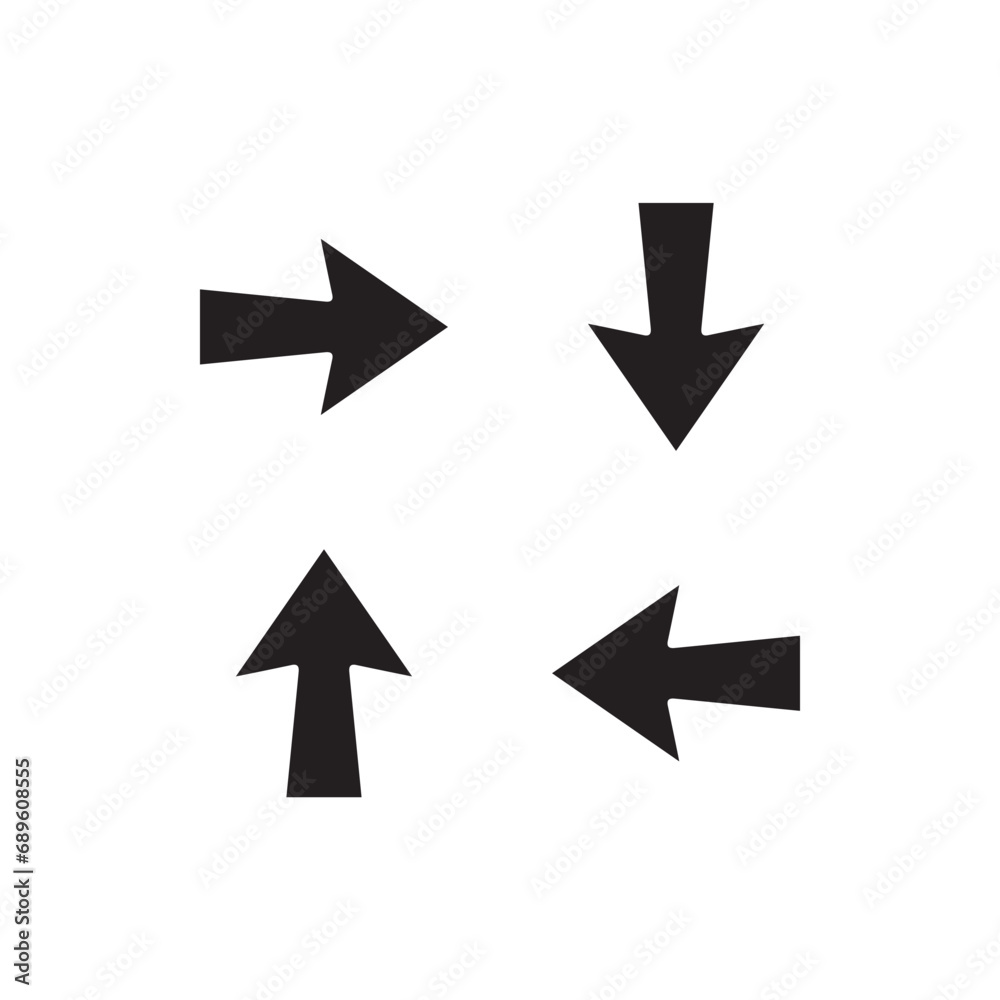 Arrows in different directions icon vector. Four Arrows icon sign symbol vector. Recycling vector icon illustration isolated on white background Arrows in different directions icon vector. Four Arrows icon sign symbol vector. Recycling vector icon illustration isolated on white background
